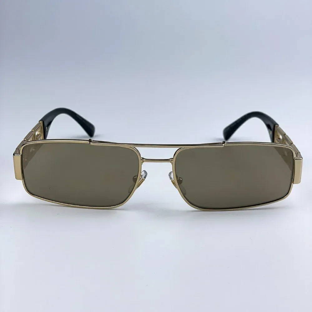 SALE! NEW Versace VE2257 10025A Gold Brown Mirror Metal Pilot Unisex Sunglasses